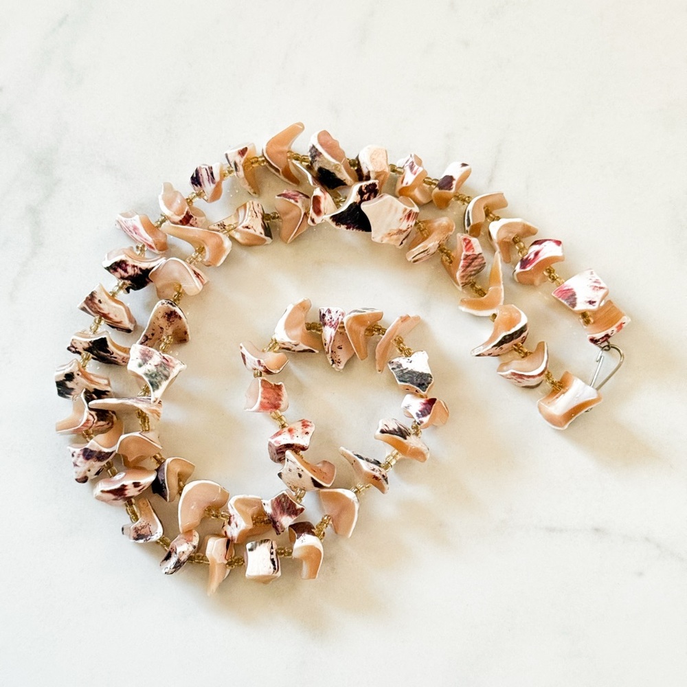🌺 Hawaiian 🌺 Shell Necklace with Pink/Purple and Brown Accents * Long *